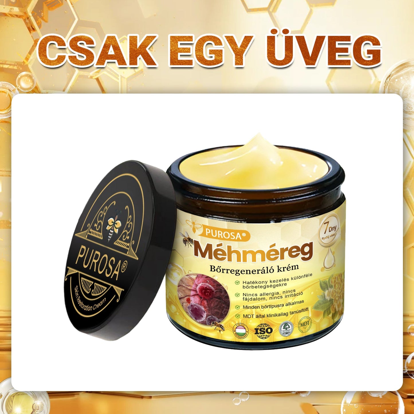 🐝 PUROSA® Méhméreg Fiatalító Krém｜ Átfogóan megoldja a makacs bőrproblémákat, mint például az öregedés, ekcéma, purpura, pikkelysömör stb.